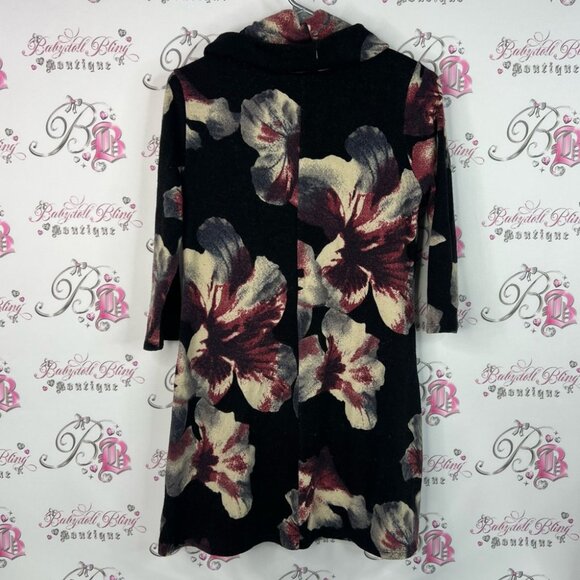 Eclipse dress turtleneck flowers floral long top Multicolor Fabric flowers - Picture 2 of 9